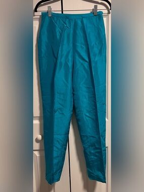 Women's Vintage Harris/Wallace Teal Silk Trousers